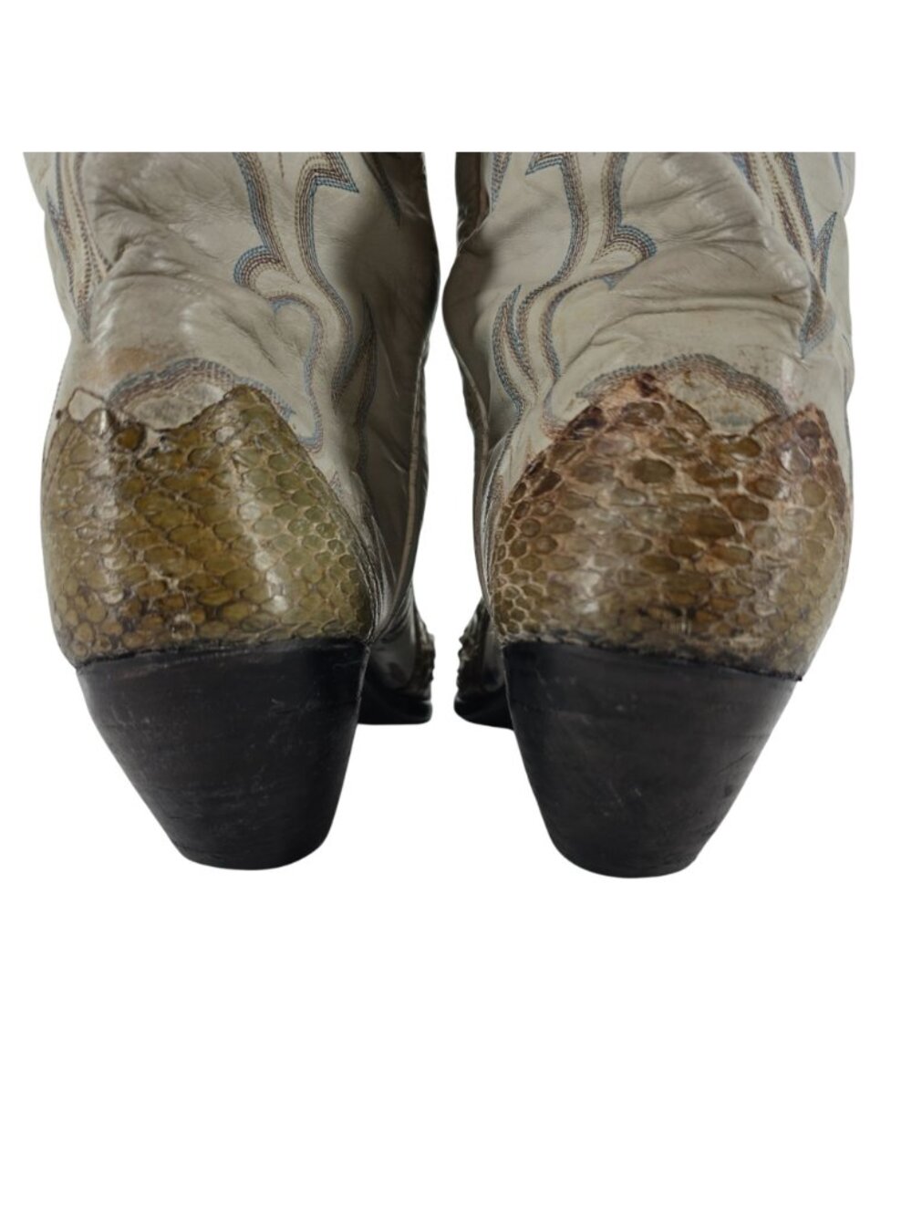 Vintage Larry Mahan Mens 11.5D Giant Python Distressed Snakeskin Cowboy Boots - Picture 6 of 16